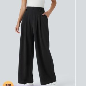 HALARA Charcoal Wide-Leg Trousers Large Waffle